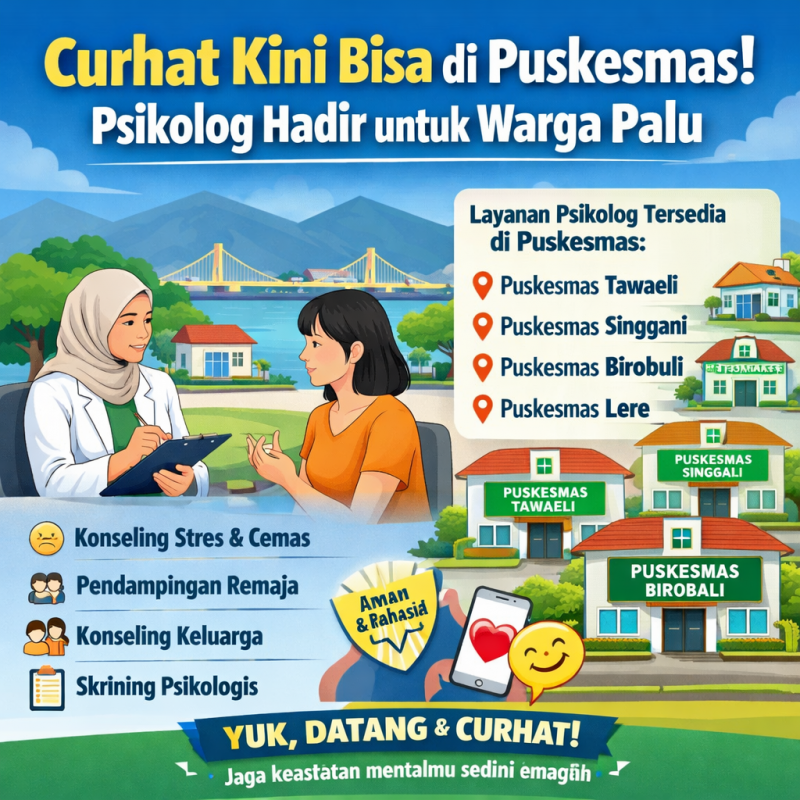Curhat Kini Bisa di Puskesmas! Psikolog Hadir untuk Warga Palu